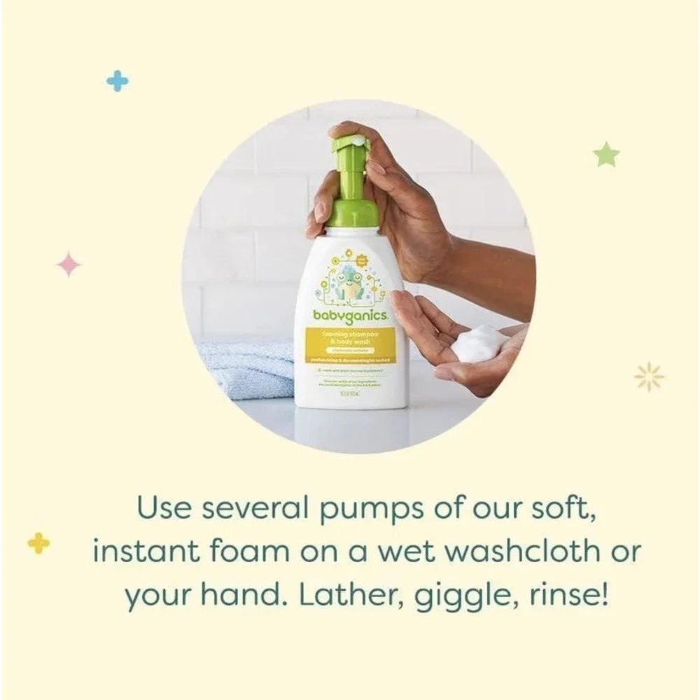 Babyganics Foaming Shampoo & Body Wash Pump bottle, Chamomile Verbena, 16 fl oz